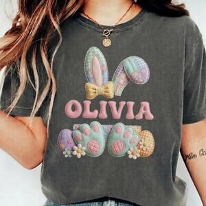 Personalized Sa? Faux Patchwork Bunny Shirt, Cottagecore Easter Shirt